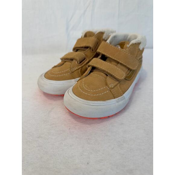VANS Tan LEATHER Sherpa Fur Shoes SK8-Mid Reissue V MTE-1 Youth 13.5 - Picture 2 of 11